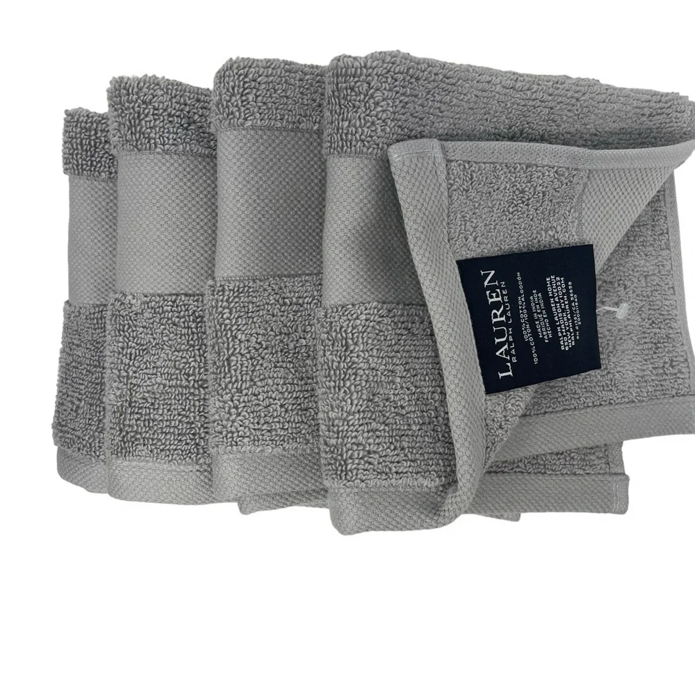 Lauren Ralph Lauren Wescott Cape Grey set of 4 Gray wash cloths NWT